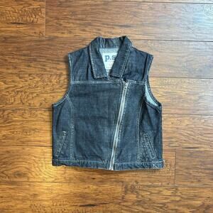 P.S From Aeropostale Y2K Girls Dark Wash Moto Vest Size 12/14